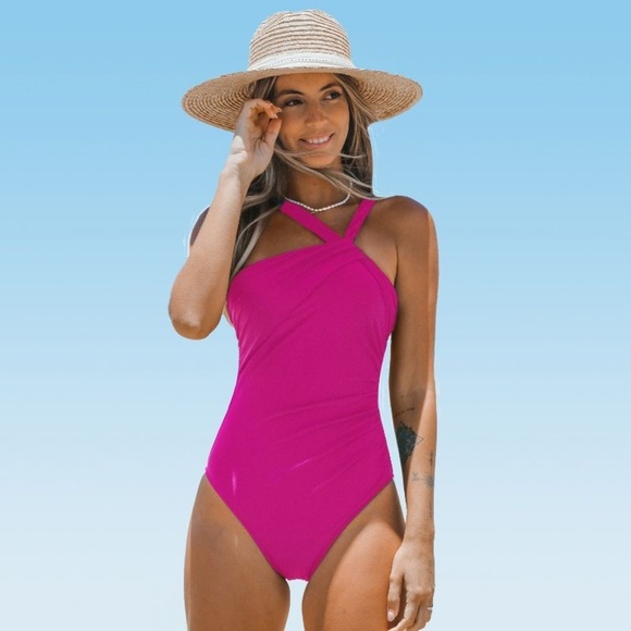 Cupshe Brazilian Asymmetrical Neck Tummy Control One Piece Swimsuit | NEW/NWT💗 - Picture 1 of 13